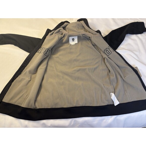 BURTON Black Full Zip Hooded Jacket Boys Large Fleece Lined Sweatshirt Spellout - Picture 9 of 12